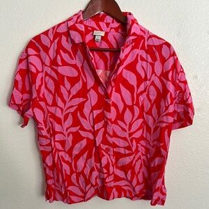 A New Day Pink and Red Crop Button Down Shirt